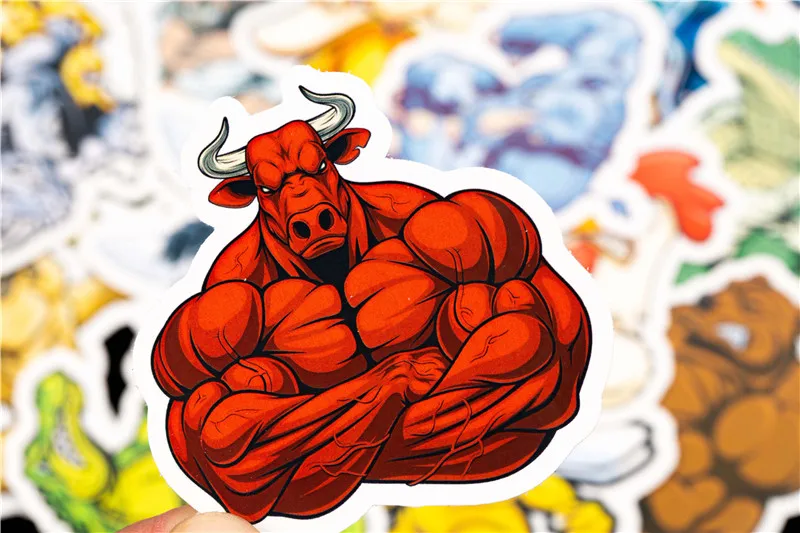 21PCS Cow Muscle Animal Cartoon Sticker Anime Graffiti Toy Sticker For Fridge Bike Laptop Luggage Guitar Skateboard Sticker (10)
