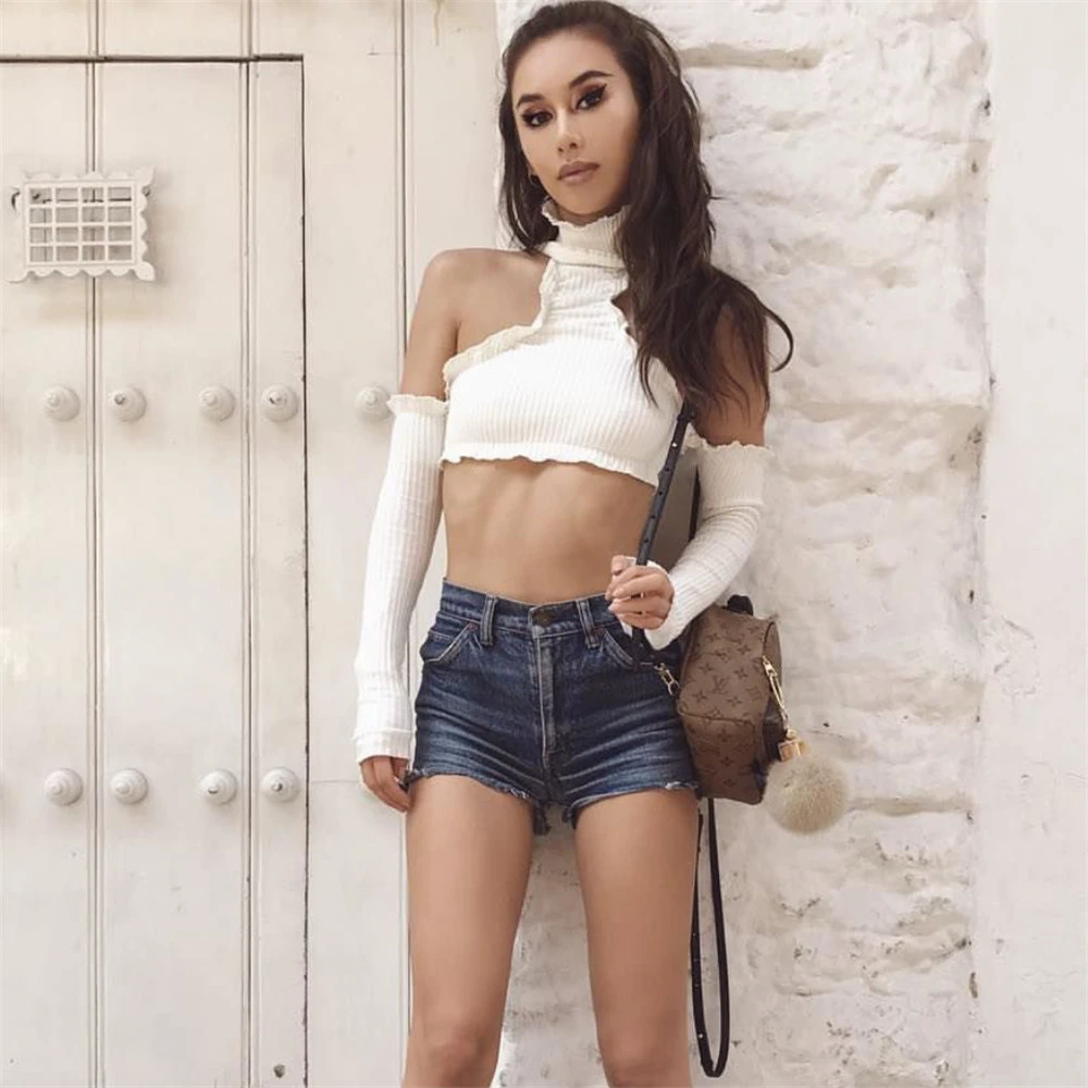 off the shoulder top with halter bralette