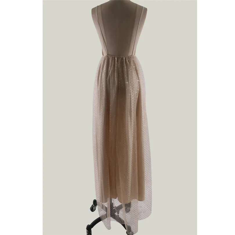 Solid Maxi Dress Sleeveless Sexy Dress For Women BackLess Lace Dress V Neck Party Dress Elegant Vestidos De Festa 40NE2310