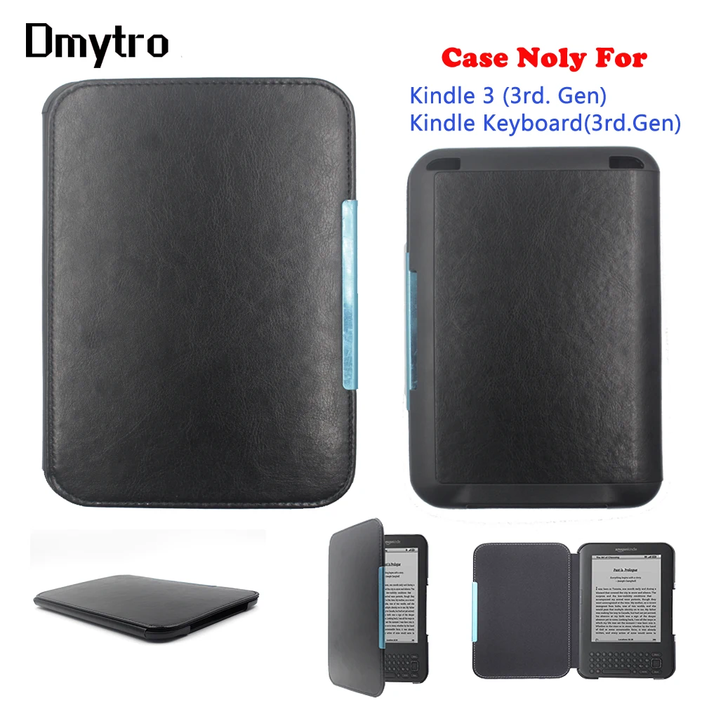  PU leather case for Amazon Kindle 3rd Model D00901 magnetic closured cover Kindle 3 3rd Gen eReader