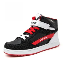 Стиль детская обувь для скейтбординга для мальчиков и девочек высокие кроссовки для детей уличная спортивная обувь черный белый