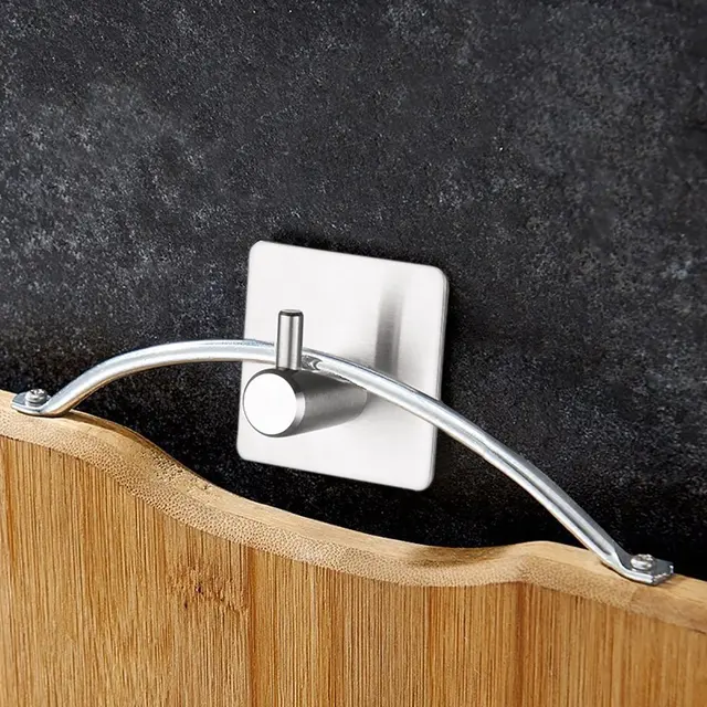 Adhesive Wall Hook Stainless Steel Key Hook Self Sticky Heavy Duty Metal Hook Strong No Drill