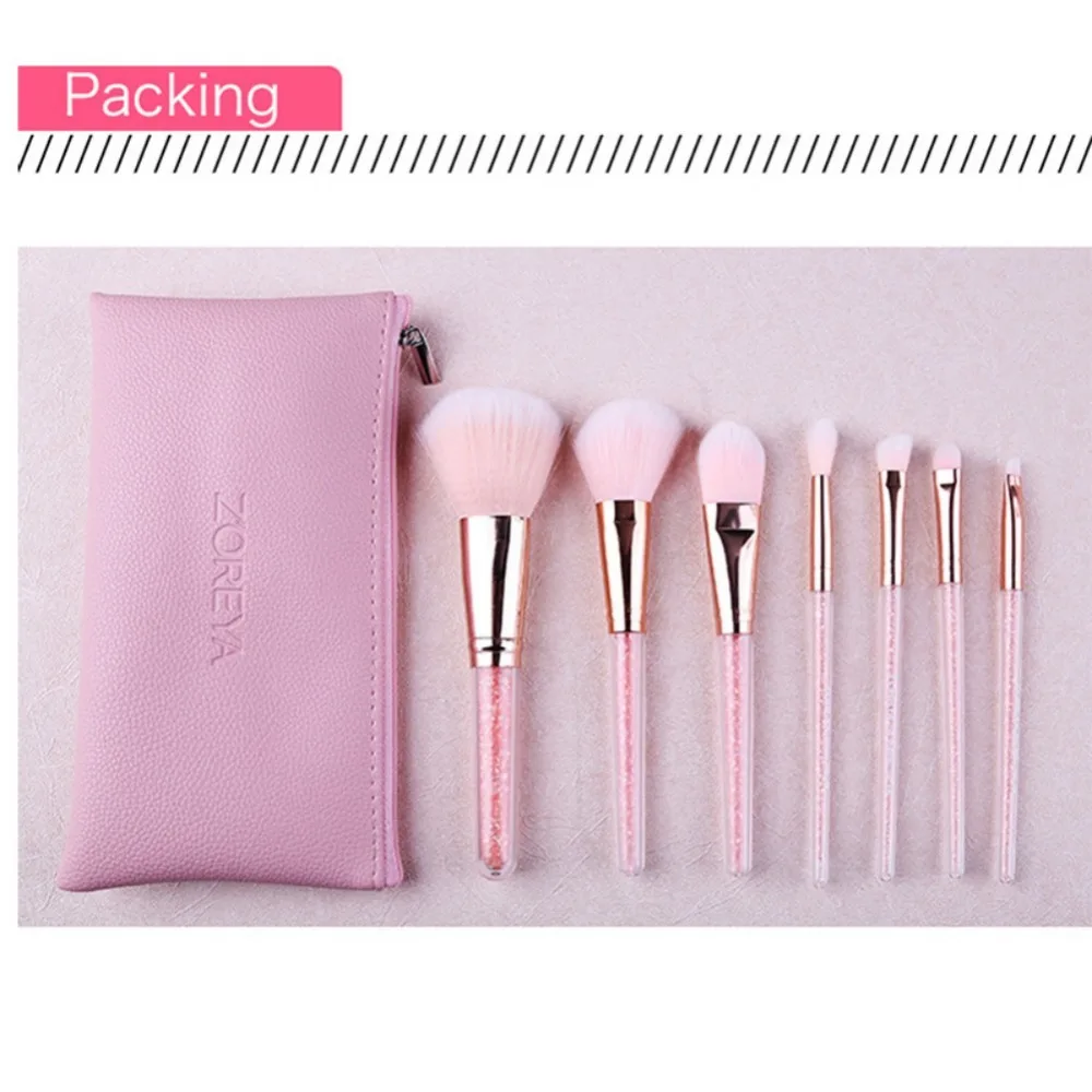 7Pcs Crystal Handle Makeup Set Brushes Powder Make Brush Foundation Cosmetic Kit|Аппликатор теней для век| |