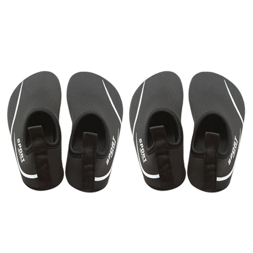 Apakowa/унисекс; детская обувь для плавания для мальчиков и девочек; легкая пляжная обувь с рисунком; быстросохнущая обувь; носки для упражнений; Тапочки - Цвет: 2-PACK black