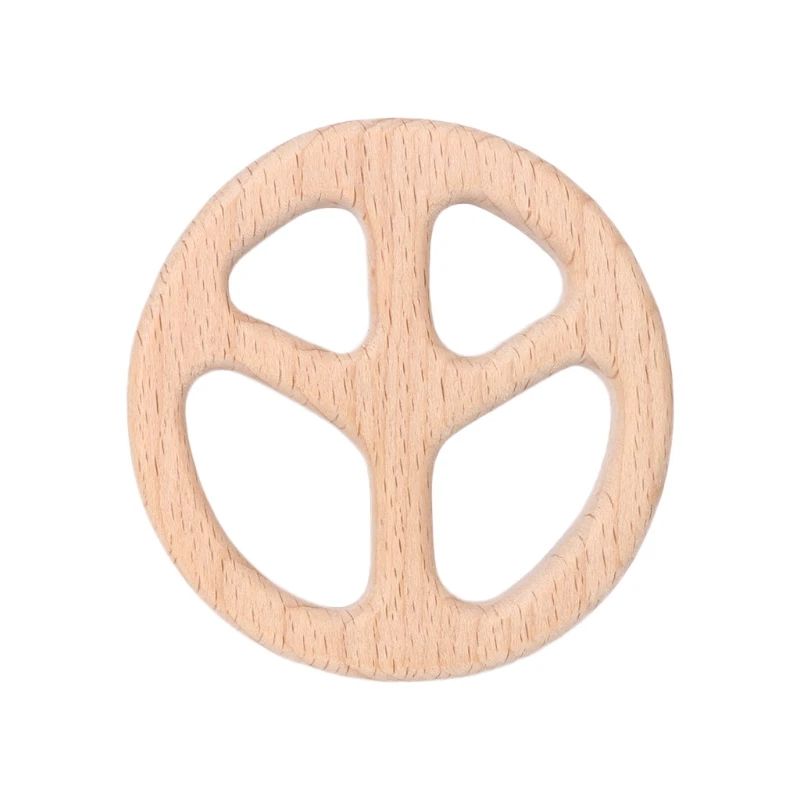 

2018 Infant Baby Teether Natural Beech Wooden DIY Peace Shape Ring Craft Chewing Kids Toys JUL4_17
