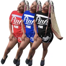 Letter Print Two Piece Set Tracksuits Women Sweatsuit Street T-shirt Tops Shorts Set Suits Casual 2pcs Outfits Plus Size