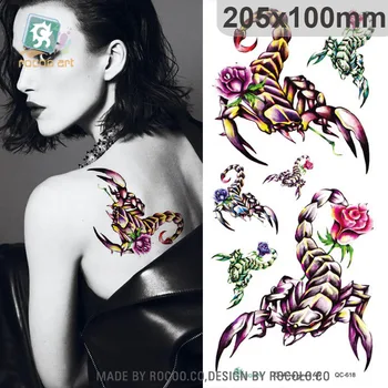 

QC-618 /Latest 2018 scorpion simulation tattoo design stickers designed for women on the back of temporary body tattoo sticker.