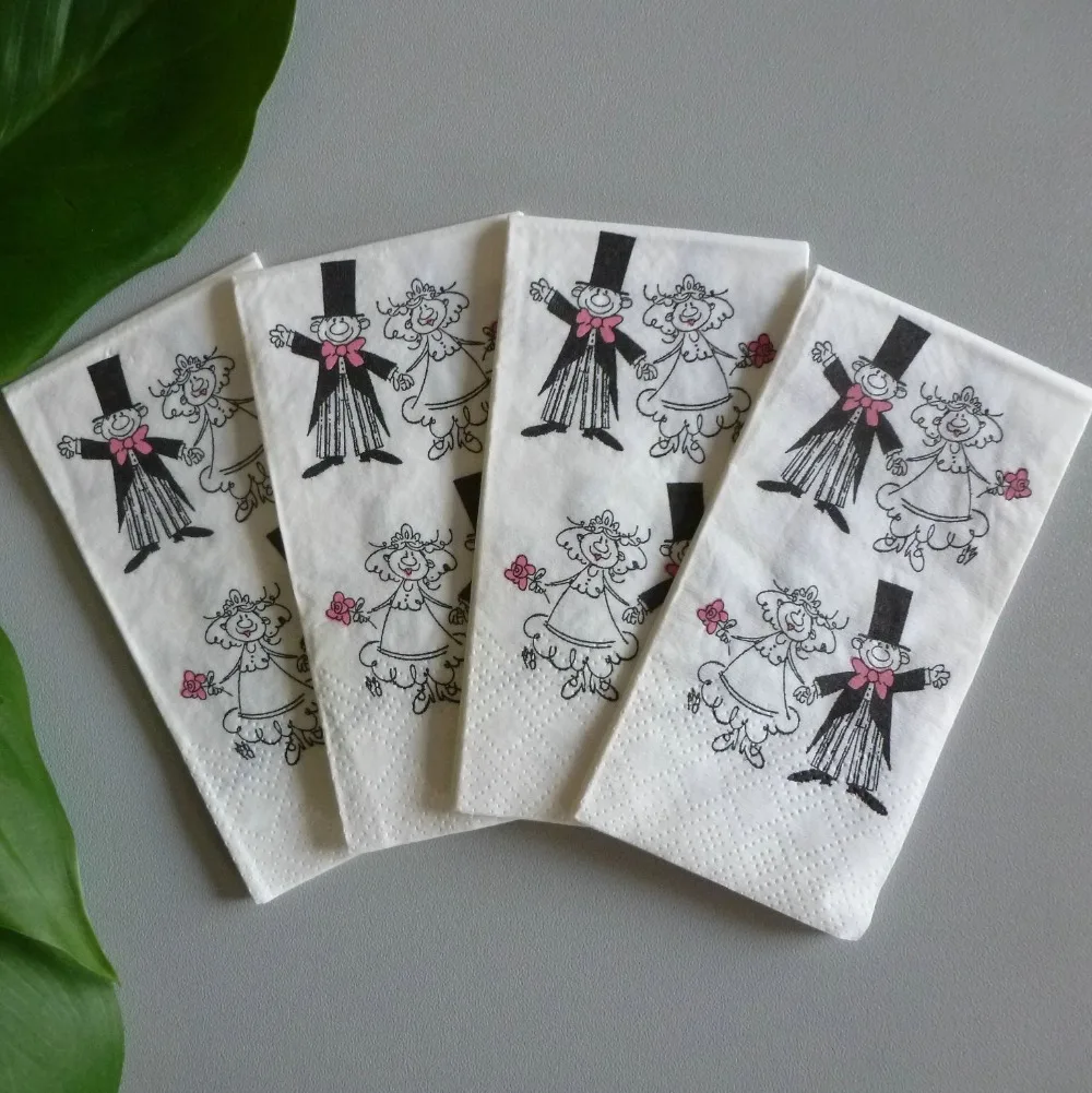 New Creative small napkins paper toilet tissue printed Bride and groom