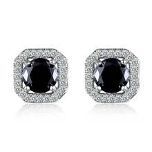 Женские серьги в стиле бохо зеленого, синего, белого, фиолетового, черного цвета, 925 пробы, серебряные ювелирные изделия, винтажные Двойные серьги-гвоздики для женщин