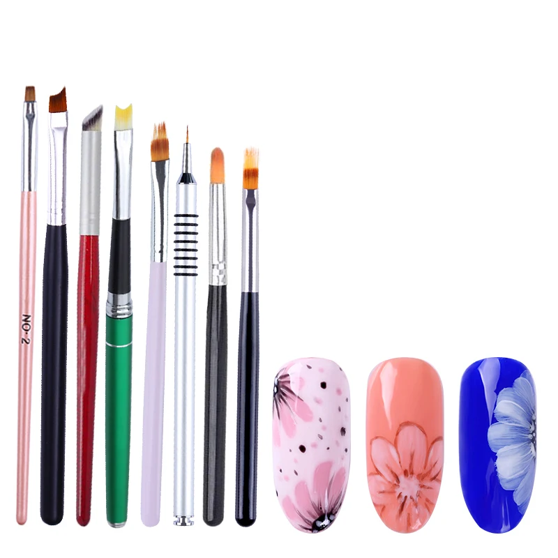 

French Drawing Flat Nail Brush Powder Dust Clean Pen Nail Edge Cuticle Cleaning Black Matte Pink Handle Nail Art Manicure Tools