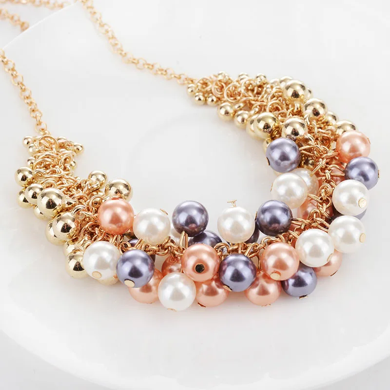Fashion Simulated Pearl Necklace Jewelry for Women Multi Strand
