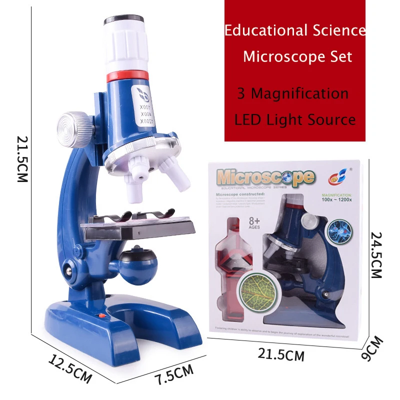 Детский микроскоп, научный набор для детей, для обучения начинающих, светодиодный, 100X 400X 1200X и держатель для телефона, увеличение, детская игрушка