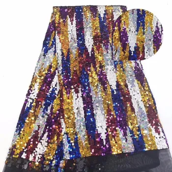 

2019 Latest Style High Quality African net Lace Fabric With Sequins Nigerian Lace Fabrics For Wedding Party