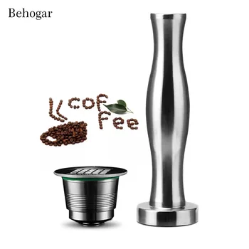Behogar Stainless Steel Coffee Tamper Filling Tool + Refillable Reusable Coffee Capsule for Nespresso Machine Behogar Stainless Steel Coffee Tamper Filling Tool + Refillable Reusable Coffee Capsule for Nespresso Machine