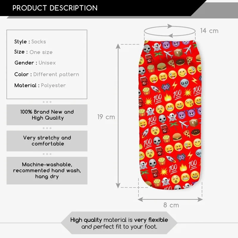 Slmvian дизайн улыбающееся лицо Harajuku Стиль принт 3D Носки для девочек Гарри женщин Носки для девочек Повседневное charactor Носки для девочек Укороченные носки унисекс