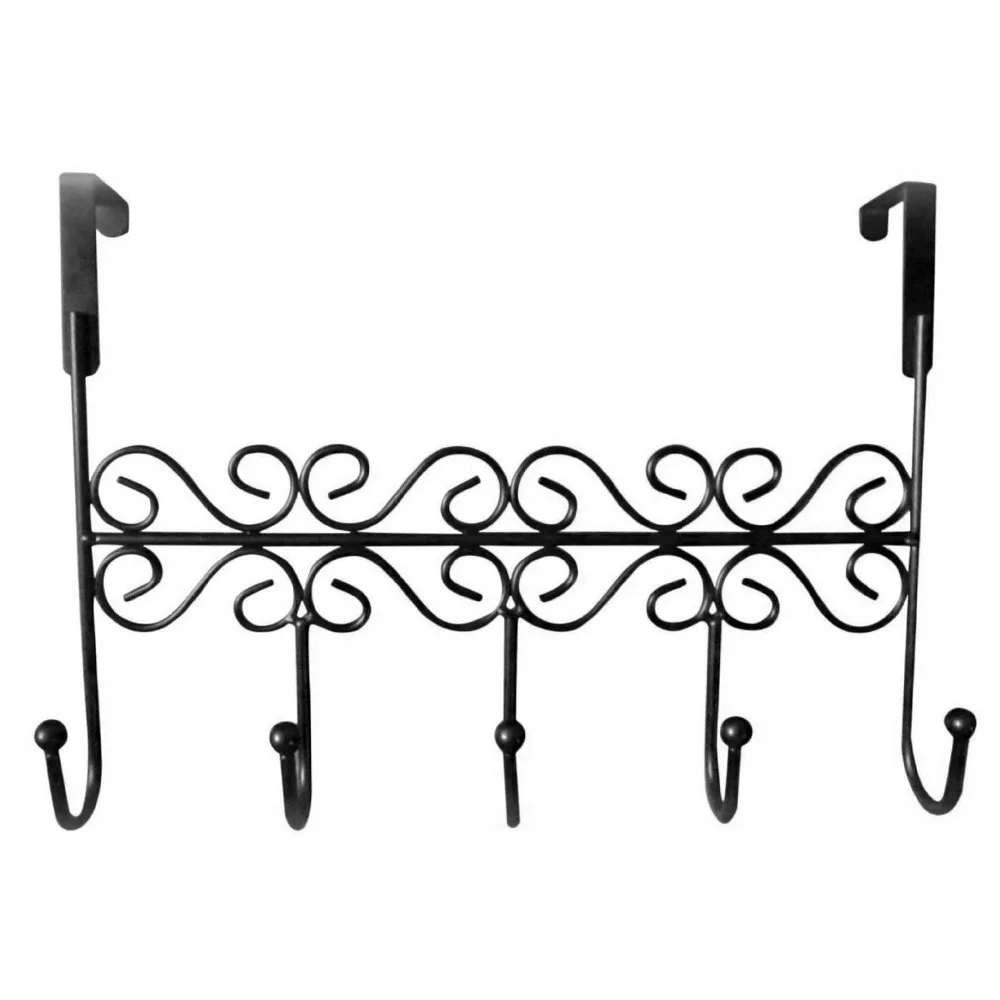 Wholesale Over the Door Hook Rack Metal Hanger 5 Hooks Black for