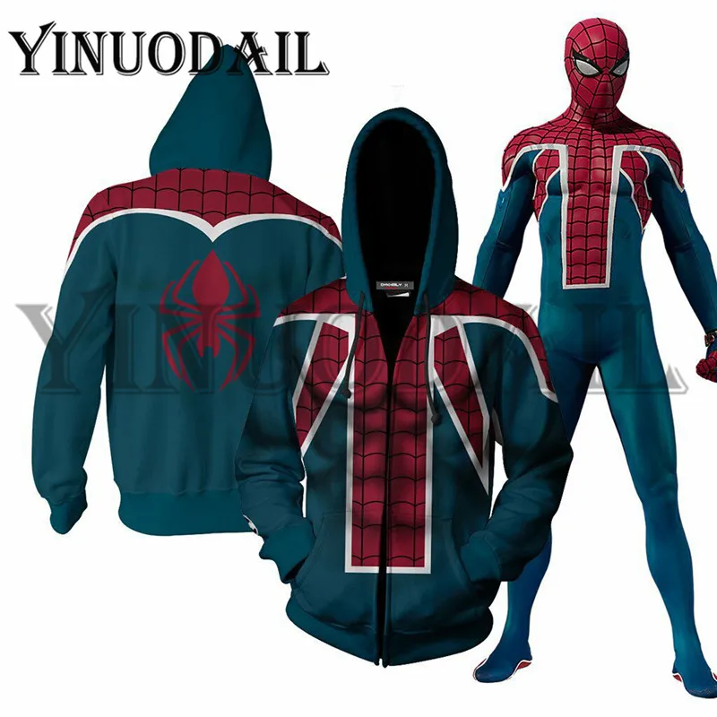 

Spiderman Boy Adult Superhero Spider Man Hooded Sweatshirt Zipper Hoodie harajuku