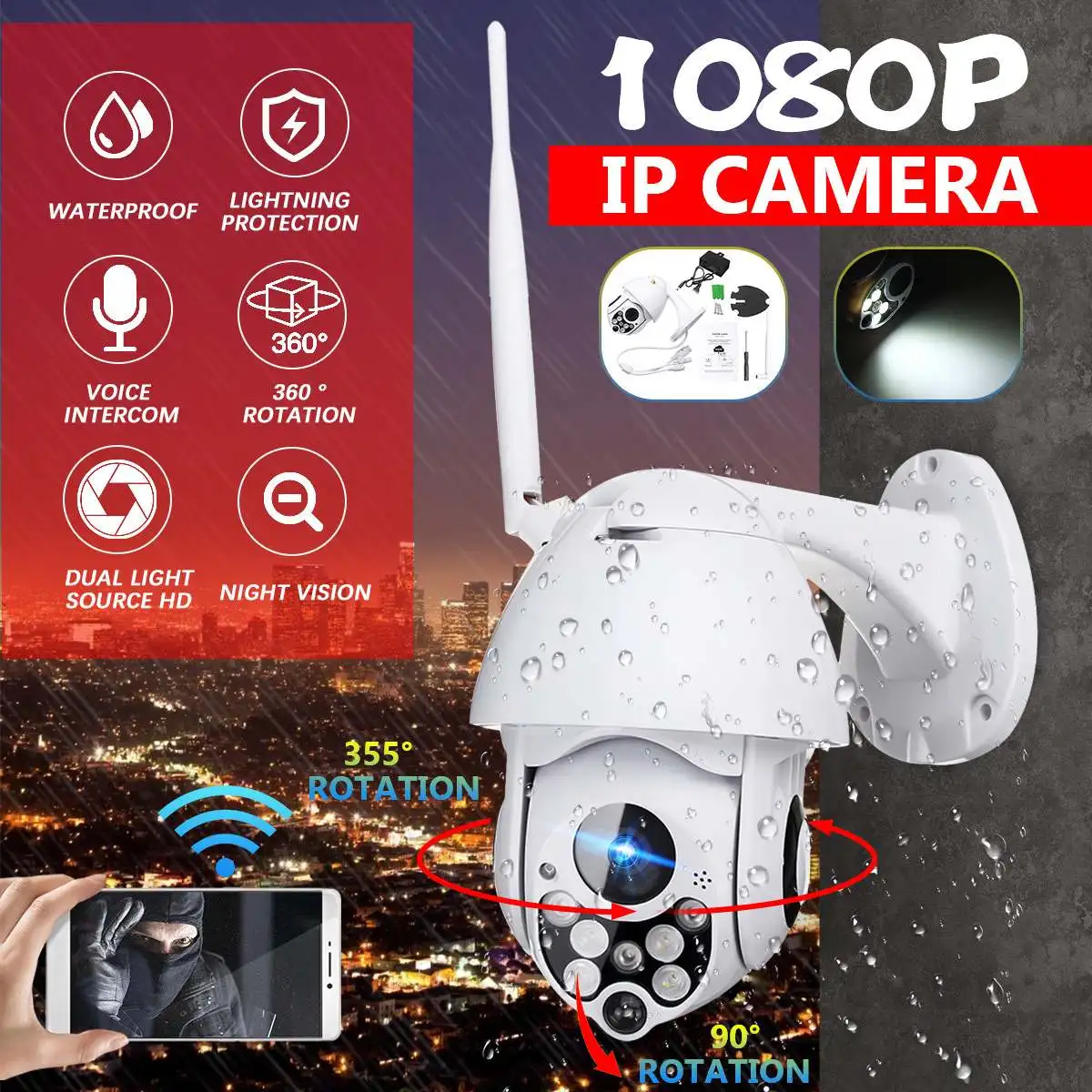 HD 1080 P 2MP IP камера беспроводной Wi Fi охранных Cam двухстороннее аудио CCTV видео с лампочкой Крытый мониторы