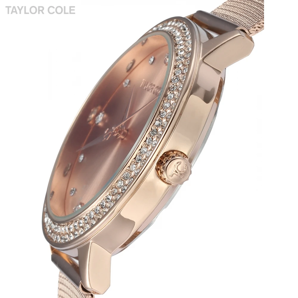 Taylor Cole брендовые Модные кварцевые часы розовое золото Relogio Feminino женские наручные часы платье стальной браслет Reloj Mujer/TC071