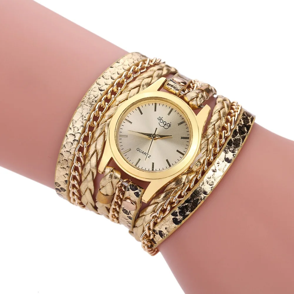 

New Design Leather Band Watches Women Top Brand 2018 New Quartz Wrist Watches Gold Chain Jewelry