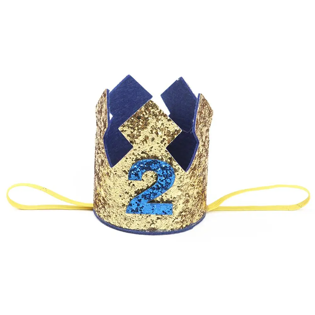 Золотая блестящая шапка с короной для первого дня рождения детей 1 2 3 лет вечерние
