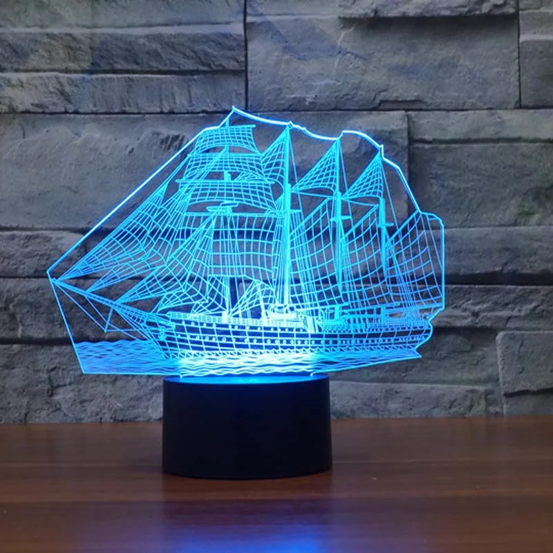3d Sailing Boat Vessel Night Light For Childrens Room 7