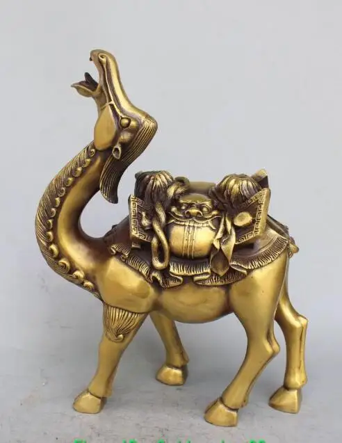 

S2332 13"Chinese Bronze Animal Camel llama the pride of the desert Dragon Lion Statue