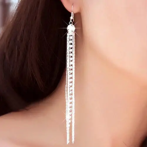 

Women's Elegant Long Tassels Drop Hook Dangle Cocktail Party Linear Earrings New