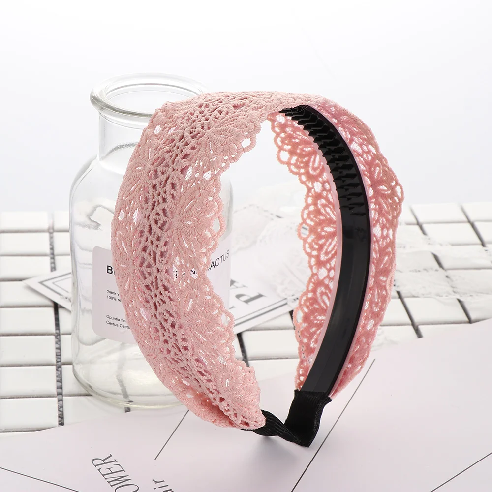 

Fashion Hollow Wide Headband For Women Girl Solid Lace Turban Hairband Lace Floral Headband Head Hoops Headwear Hair Accessories