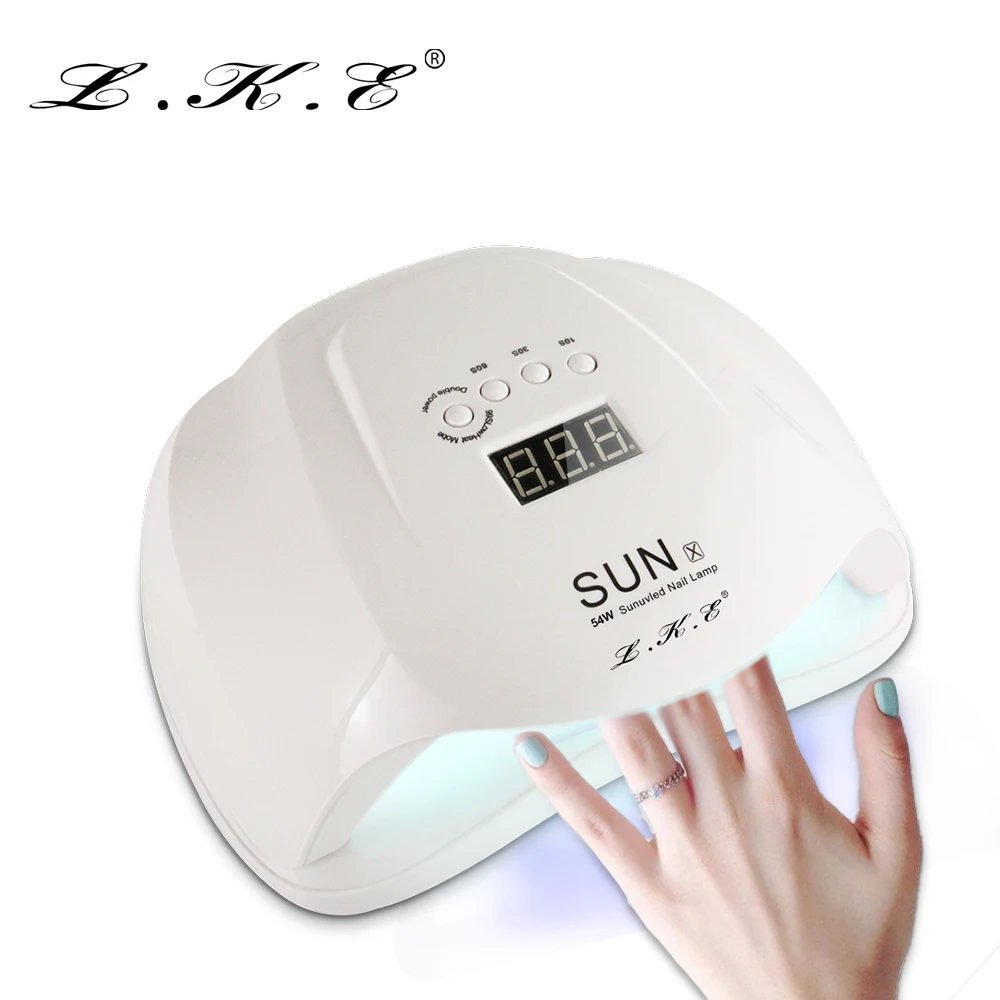 LKE 54W Nail Dryer Dual UV LED Nail Lamp Gel Polish Curing Light with Bottom 30s/60s Timer LCD display lamp for nails nail dryer