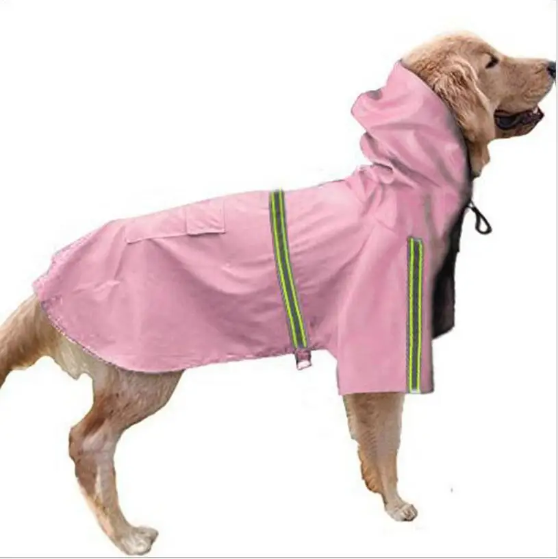 Качественный дождевик для собак, водонепроницаемый дождевик для маленьких, средних и больших собак, капюшон для питомца, Светоотражающий поводок, отверстие S до 5XL