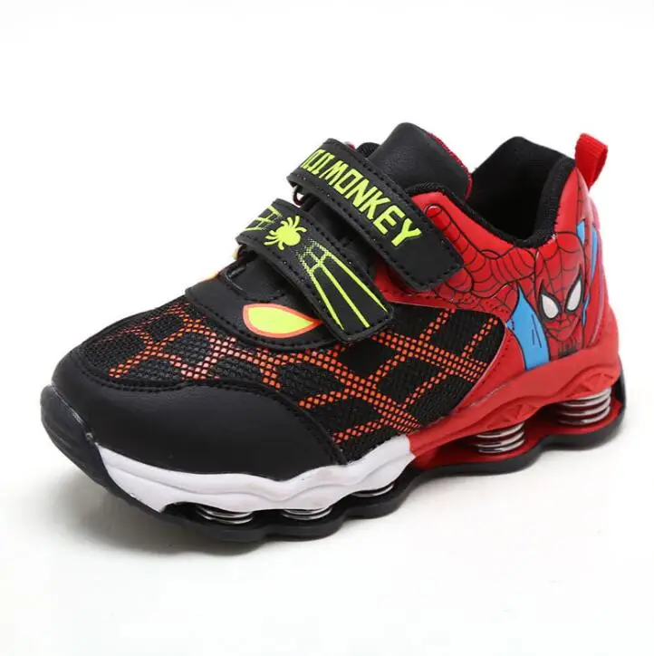 

New Autumn Spring Children Shoes Spiderman Night Flash Sports Sneakers Light Shoes for Kids Children's Sneaker Boys boots Girls