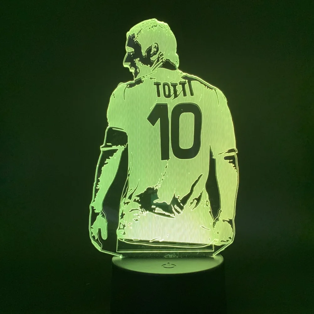 

Led Night Light Soccer Football Player Francesco Totti Back View Figure for Office Room Decor Gift for Boyfriend Boys Table Lamp
