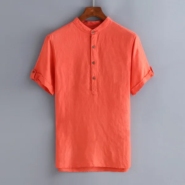 Spanish new arrival short sleeve shirt men linen cotton men shirts