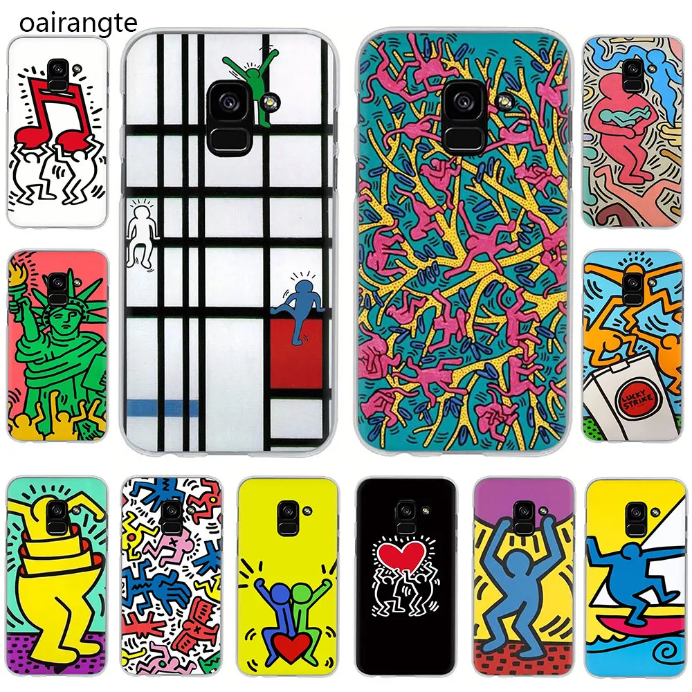 Жесткий чехол для телефона Keith Haring 2018 Samsung Galaxy A3 5 2017 A6 7 8 9 A10 30 40 50 70 полузавернутый