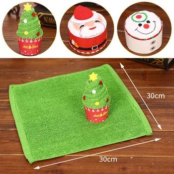 

Christmas Tree/Santa Claus/Cake/Snowman Pattern Towel Xmas Cupcake Washcloth Towels Christmas Party Towel Creative Gift For Kids