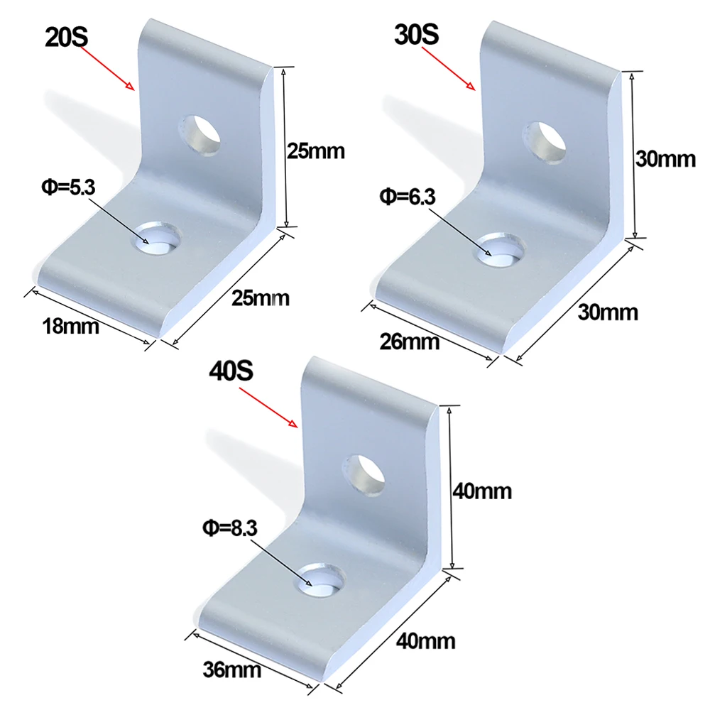 4 10 шт 2 отверстия Серебряный черный 90 градусов внутренний уголок кронштейн для 3030 алюминиевый экструзионный профиль