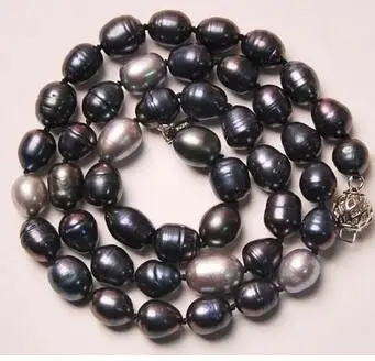 

9-10MM Akoya Natural Color Pearl Necklace Fashion Jewelry Rope Chain Beads Necklace Natural Stone 18inch