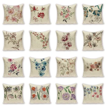 

Flower Botanical Cushion Covers Home Floral Pillow Cover Plant Spring Pillows Covers Decorative Linen Custom Quality Kissen Case