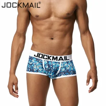 

JOCKMAIL Brand Male Panties Breathable Boxers Cotton Gay Men Underwear U convex pouch Sexy Underpants Homewear Shorts Trunks