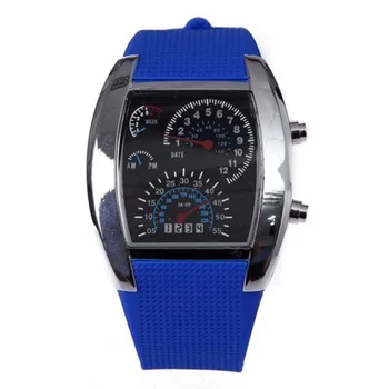 

Men LED Light Speedometer with Calendar Sports Fan Dashboard Car Dial Meter Watch LXH