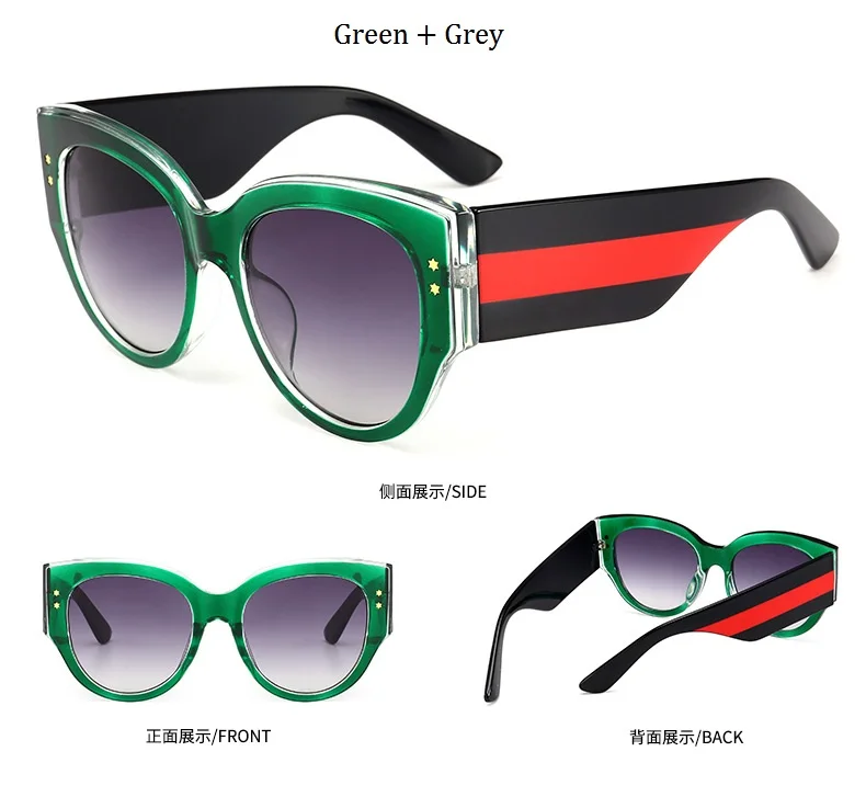 Новинка, большие солнцезащитные очки, женские, кошачий глаз, сексуальные, Lunette De Soleil, женские, красные, зеленые, декоративные очки, Oculos, модные очки, UV400