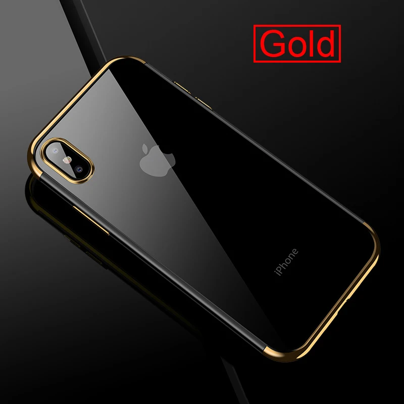 TOMKAS Luxury Case For iPhone X 10 Phone 7 8 6 Cases Transparent Cover Plating TPU Fitted Case For iPhone X 8 7 6 6S Plus (16)