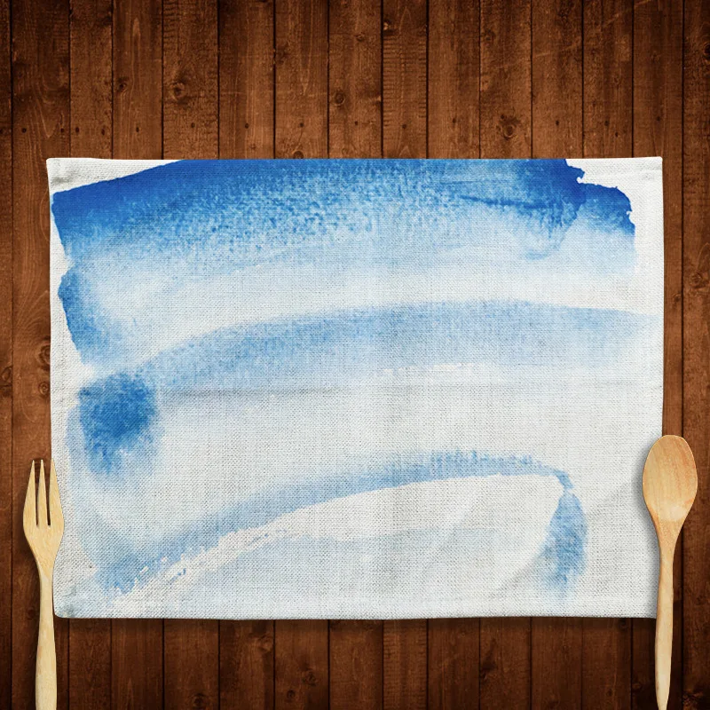 Brief Scenery Linen Table Mats Western Bowl Pad Non-slip Flowers Pattern Placemats For Dining Kitchen Decorate Table Coaster
