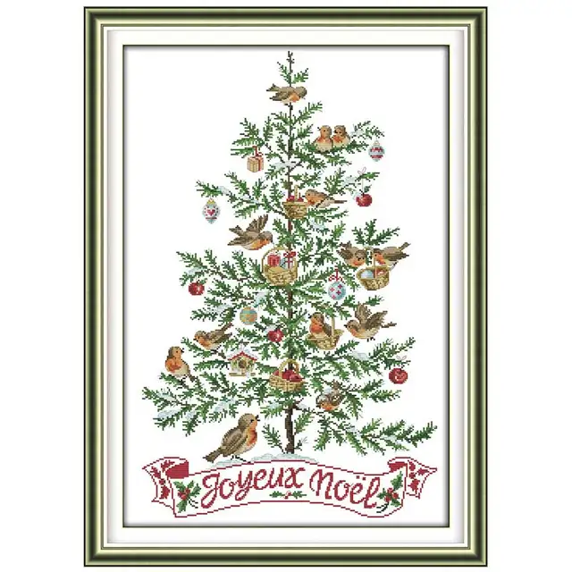 The Christmas Tree With Birds Counted Cross Stitch 11CT 14CT Set Wholesale The Christmas Tree With Birds Counted Cross Stitch 11CT 14CT Set Wholesale
