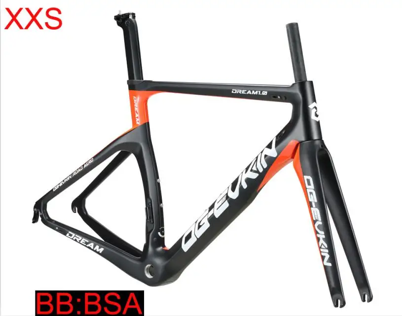 XXS BSA UD Orange T1000 углеродный шоссейный велосипед кадр UD BSA велосипедная углеродная рама дорожного движения Di2 и механизм XXS XS S M L комплект 1-1/8» 1-1/" OG-EVKIN - Цвет: XXS BSA UD Orange