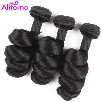 

Alitomo Malaysian Loose Wave Hair Bundles 100% Human Hair Extension Natural Color 3 Bundles Remy Hair Weaves 8-26 Inch