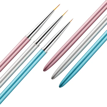 

3Pcs/set 5/7/9mm Metal Handle Nail Art Liner Brushes Painting Drawing Flower Pen DIY Tips Manicure Gel Polish Stripe Lines Tool