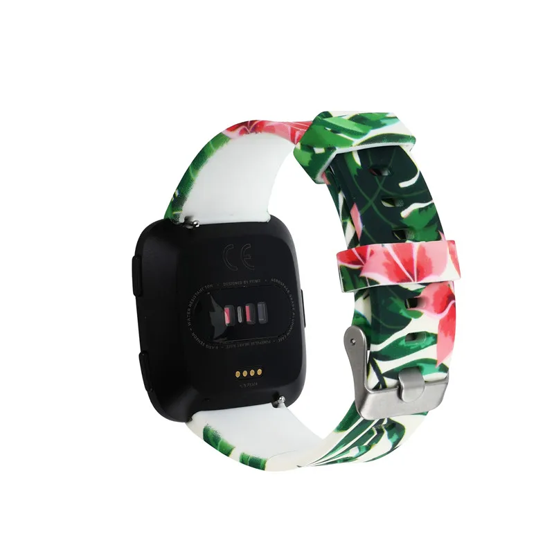 Смарт-часы ремешок замена Браслет ремешок для Fitbit Versa пион принт часы браслет цветок ремешок Correa Relo аксессуары