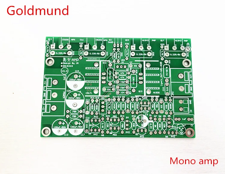 

pcb mono amplifier board goldmund tube 2sa1943 2scC5200 output adjustable A discrete goldmund rear amplifier Free Shipping